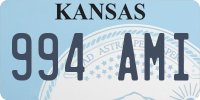 KS license plate 994AMI