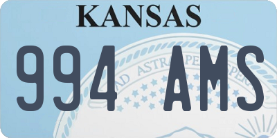 KS license plate 994AMS
