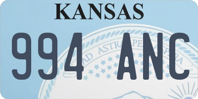 KS license plate 994ANC