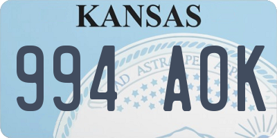 KS license plate 994AOK