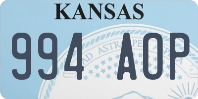 KS license plate 994AOP