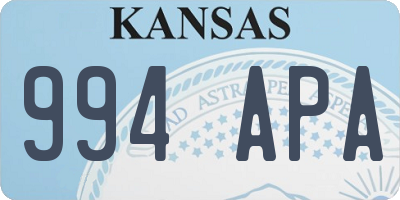 KS license plate 994APA
