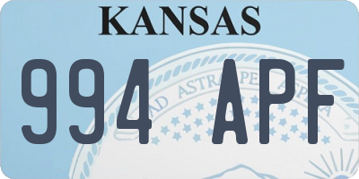 KS license plate 994APF