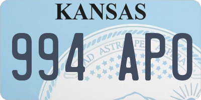 KS license plate 994APO