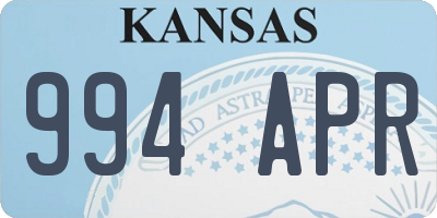 KS license plate 994APR