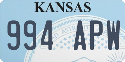 KS license plate 994APW