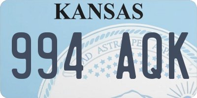 KS license plate 994AQK