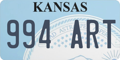 KS license plate 994ART