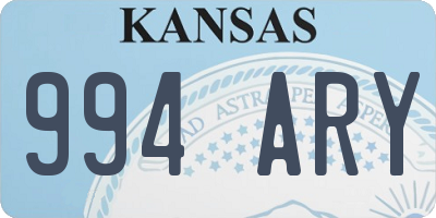 KS license plate 994ARY