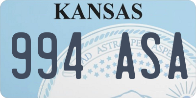 KS license plate 994ASA