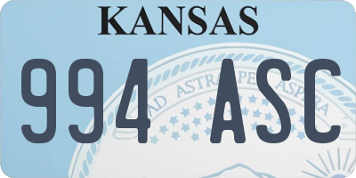 KS license plate 994ASC