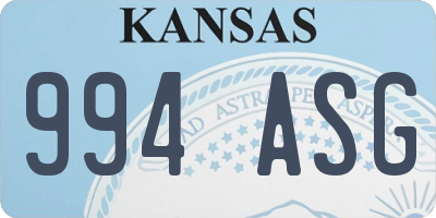 KS license plate 994ASG