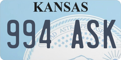 KS license plate 994ASK