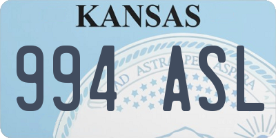KS license plate 994ASL