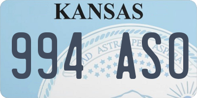 KS license plate 994ASO