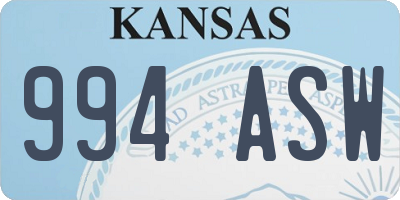 KS license plate 994ASW