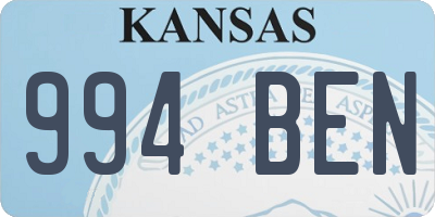 KS license plate 994BEN