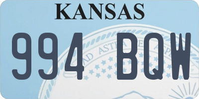 KS license plate 994BQW