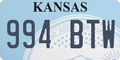 KS license plate 994BTW