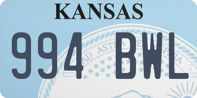KS license plate 994BWL