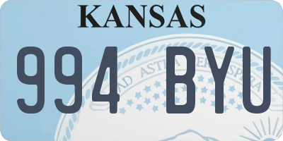 KS license plate 994BYU