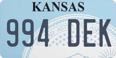 KS license plate 994DEK
