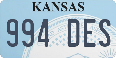 KS license plate 994DES