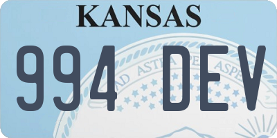 KS license plate 994DEV