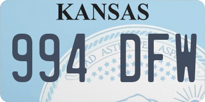KS license plate 994DFW