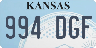 KS license plate 994DGF