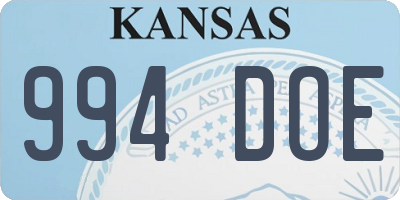 KS license plate 994DOE
