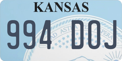 KS license plate 994DOJ