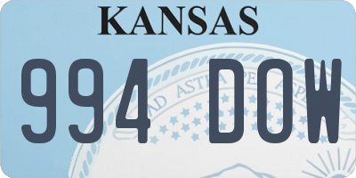 KS license plate 994DOW