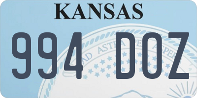 KS license plate 994DOZ