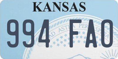 KS license plate 994FAO