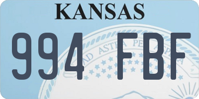 KS license plate 994FBF