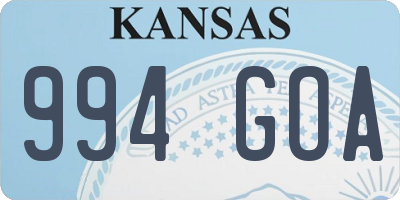 KS license plate 994GOA