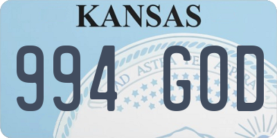 KS license plate 994GOD