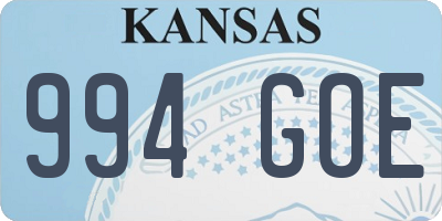 KS license plate 994GOE