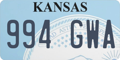 KS license plate 994GWA