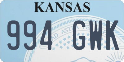 KS license plate 994GWK