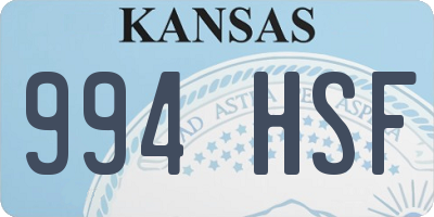 KS license plate 994HSF