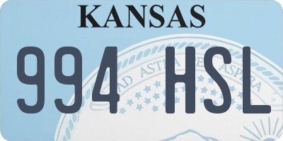 KS license plate 994HSL