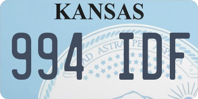 KS license plate 994IDF