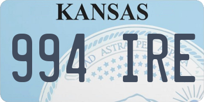 KS license plate 994IRE
