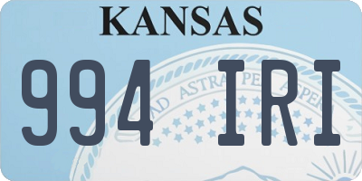KS license plate 994IRI