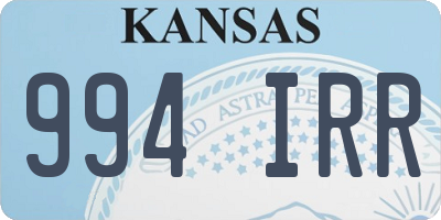 KS license plate 994IRR