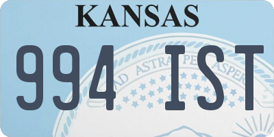 KS license plate 994IST