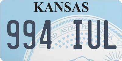 KS license plate 994IUL