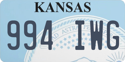 KS license plate 994IWG